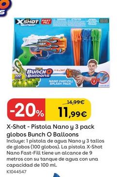 Oferta de X-Shot - Pistola Nano y 3 pack globos Bunch O Balloons por 11,99€ en ToysRus