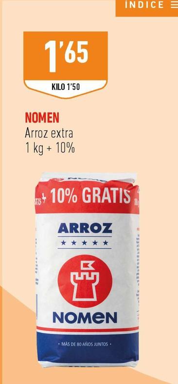 Oferta de Nomen - Arroz Extra por 1,65€ en Supermercados Deza
