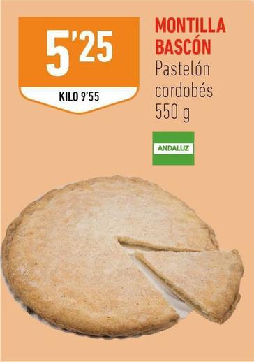 Oferta de Montilla Bascón - Pastelón Cordobés por 5,25€ en Supermercados Deza