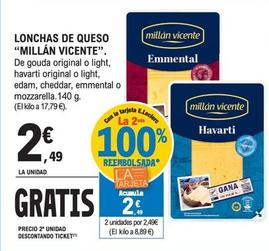 Oferta de Millán Vicente - Lonchas De Queso por 2,49€ en E.Leclerc