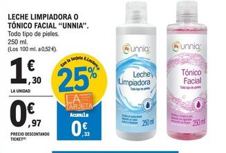 Oferta de Ifa Unnia - Leche Limpiadora O Tonico Facial por 1,3€ en E.Leclerc