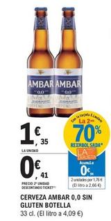 Oferta de Ambar - Cerveza 0,0 Sin Gluten por 1,35€ en E.Leclerc