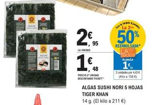 Oferta de Tiger Khan - Algas Sushi Nori 5 Hojas por 2,95€ en E.Leclerc