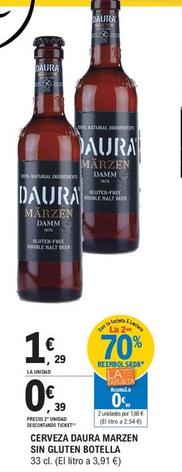 Oferta de Daura - Cerveza Marzen Sin Gluten por 1,29€ en E.Leclerc