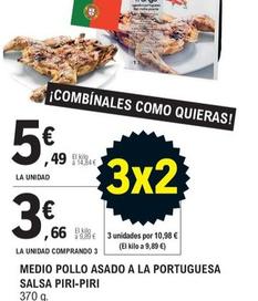 Oferta de Medio Pollo Asado a La Portuguesa Salsa Piri-Piri por 5,49€ en E.Leclerc