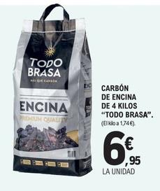 Oferta de Todo Brasa - Carbón De Encina De 4 Kilos por 6,95€ en E.Leclerc