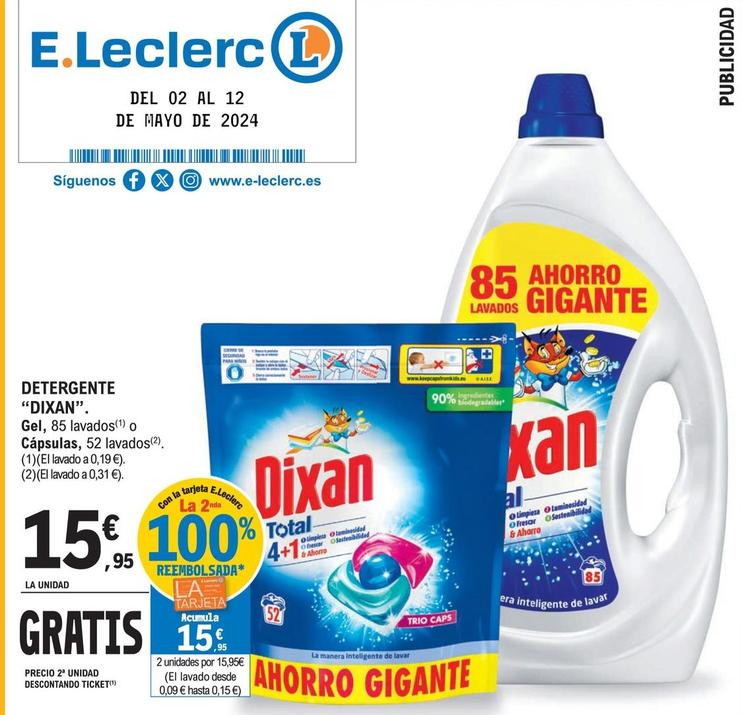 Oferta de Dixan - Detergente por 15,95€ en E.Leclerc