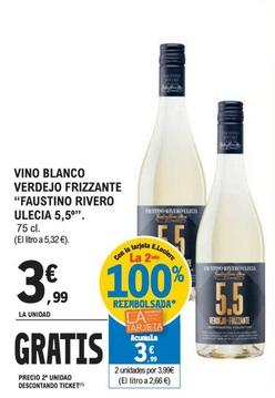Oferta de Faustino Rivero - Vino Blanco Verdejo Frizante por 3,99€ en E.Leclerc