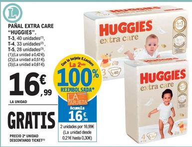 Oferta de Huggies - Panal Extra Care por 16,99€ en E.Leclerc