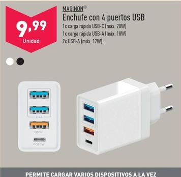 Oferta de Maginon - Enchufe Con 4 Puertos USB por 9,99€ en ALDI
