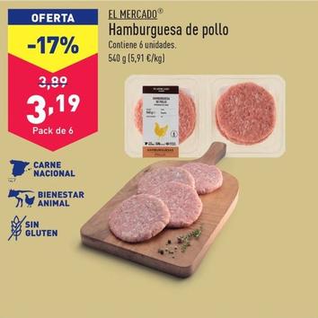 Oferta de El Mercado - Hamburguesa De Pollo por 3,19€ en ALDI