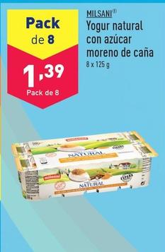 Oferta de Milsani - Yogur Natural Con Azucar Moreno De Cana por 1,39€ en ALDI
