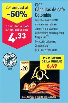Oferta de L'or - Cápsulas De Café Colombia por 8,65€ en ALDI