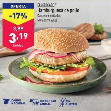Oferta de El Mercado - Hamburguesa De Pollo por 3,19€ en ALDI