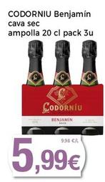 Oferta de Codorniu - Benjamin Cava Sec Ampolla por 5,99€ en Supermercats Jespac