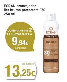 Oferta de Ecran - Bronzejador Llet Bruma Protectora F30 por 13,25€ en Supermercats Jespac