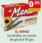 Oferta de El Menu - Sardinillas En Aceite De Girasol por 0,95€ en Supermercados Extremadura