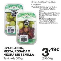 Oferta de Uva Blanca, Mixta, Rosada O Negra Sin Semilla por 3,49€ en Supercor