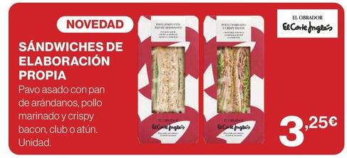 Oferta de El Corte Inglés - Sandwiches De Elaboración Propia por 3,25€ en Supercor