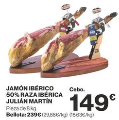 Oferta de Julian Martín - JAMÓN IBÉRICO 50% RAZA IBÉRICA por 149€ en Supercor