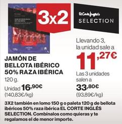 Oferta de Jamón De Bellota Ibérico 50% Raza Ibérica` por 16,9€ en Supercor