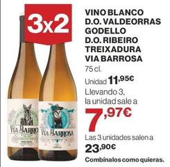 Oferta de Via Barrosa - Vino Blanco D.o. Valdeorras Godello D.o. Ribeiro Treixadura por 11,95€ en Supercor