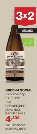 Oferta de Green & Social - Blanco Verdejo D.O. Rueda por 6,35€ en Supercor