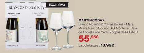 Oferta de Martín Códax - Blanco Albarino D.O. Rias Baixas + Mara Moura Blanco Godello D.O. Monterrei por 13,99€ en Supercor