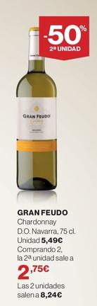 Oferta de Gran Feudo - Chardonnay D.O. Navarra por 5,49€ en Supercor