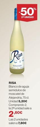 Oferta de Risa - Blanco De Aguja Semidulce De Moscatel De Alejandría por 5,2€ en Supercor