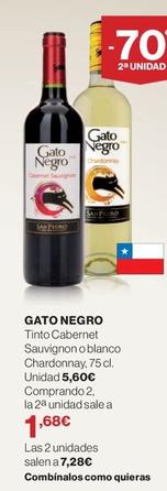 Oferta de Gato Negro - Tinto Cabernet Sauvignon O Blanco Chardonnay por 5,6€ en Supercor