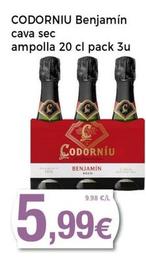 Oferta de Codorniu - Benjamín Cava Sec Ampolla por 5,99€ en Keisy