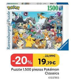 Oferta de Ravensburger - Puzzle 1500 Piezas Pokemon Classics por 19,19€ en ToysRus