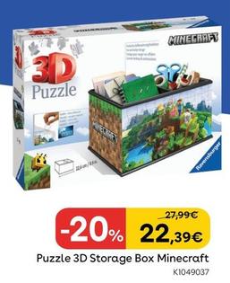 Oferta de Puzzle 3D Storage Box Minecraft por 22,39€ en ToysRus
