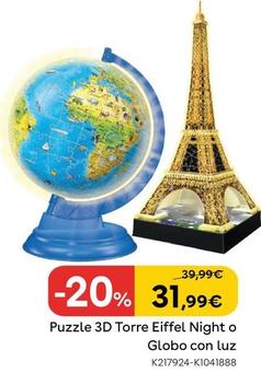 Oferta de Puzzle 3D Torre Eiffel Night O Globo Con Luz por 31,99€ en ToysRus