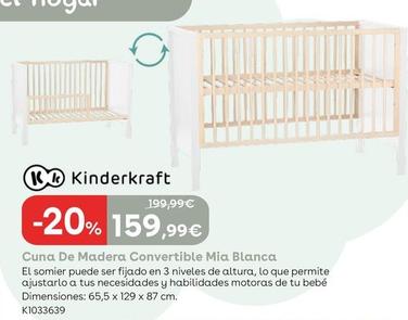 Oferta de Kinderkraft - Cuna De Madera Convertible Mia Blanca por 159,99€ en ToysRus