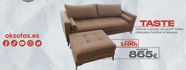 Oferta de Taste Sofa De 3 Plazas Con Pouff por 865€ en OKSofas