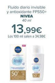 Oferta de NIVEA - Fluído Diario Invisible Y Antioxidante FPS50+  por 13,99€ en Carrefour