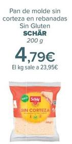 Oferta de SCHÄR - Pan de molde sin corteza en rebanadas Sin Gluten  por 2,99€ en Carrefour