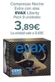 Oferta de EVAX - Compresas Noche  Extra con alas  Liberty por 3,89€ en Carrefour