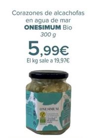 Oferta de ONESIMUM - Corazones de alcachofas en agua de mar  Bio por 5,99€ en Carrefour