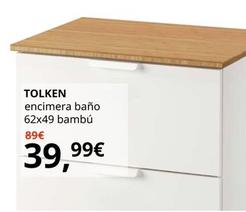 Oferta de Tolken - Encimera Bano 62x49 Bambu por 39,99€ en IKEA