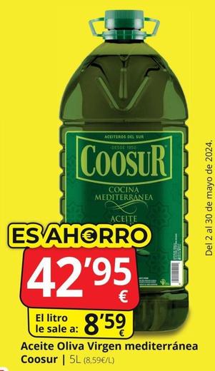 Oferta de Coosur - Aceite Oliva Virgen Mediterránea por 42,95€ en Supermercados MAS