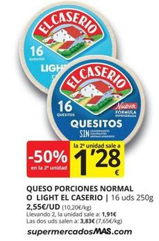 Oferta de El Caserío - Queso Porciones Normal por 1,28€ en Supermercados MAS