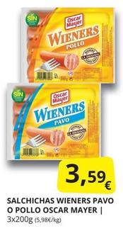 Oferta de Oscar Mayer - Salchichas Wieners Pavo por 3,59€ en Supermercados MAS