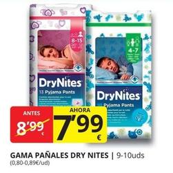 Oferta de Drynites - Gama Pañales por 7,99€ en Supermercados MAS