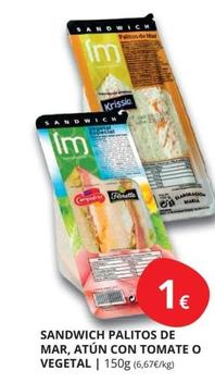 Oferta de Sandwich Lm - Sandwich Palitos De Mar, Atún Con Tomate O Vegetal por 1€ en Supermercados MAS