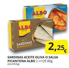 Oferta de Albo - Sardinas Aceite Oliva por 2,25€ en Supermercados MAS
