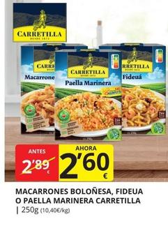Oferta de Carretilla - Macarrones Boloñesa, Fideua O Paella Marinera por 2,6€ en Supermercados MAS