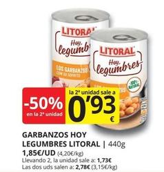 Oferta de Litoral - Garbanzos Hoy Os Legumbres por 1,85€ en Supermercados MAS
